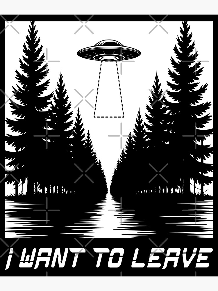 Thumbnail 3 of 3, Sticker, I Want to Leave UFO Shirt designed and sold by EthosWear.