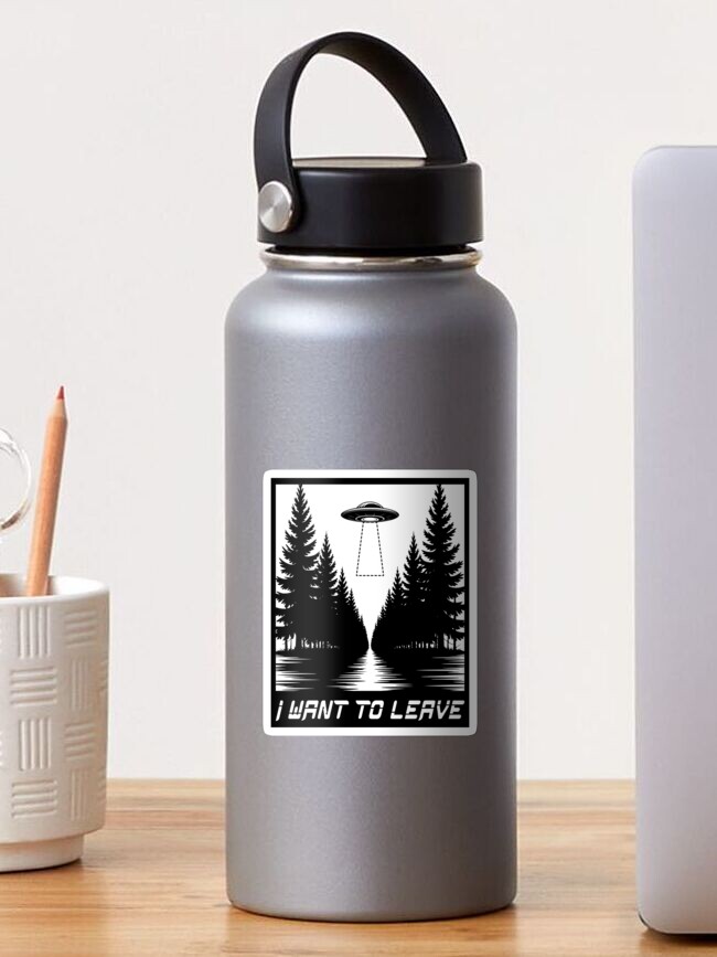 Thumbnail 1 of 3, Sticker, I Want to Leave UFO Shirt designed and sold by EthosWear.