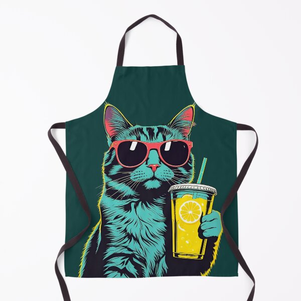 Item preview, Pop Art Cat with Sunglasses and Lemonade Lemon, Mint Green designed and sold by angel-cat-22.