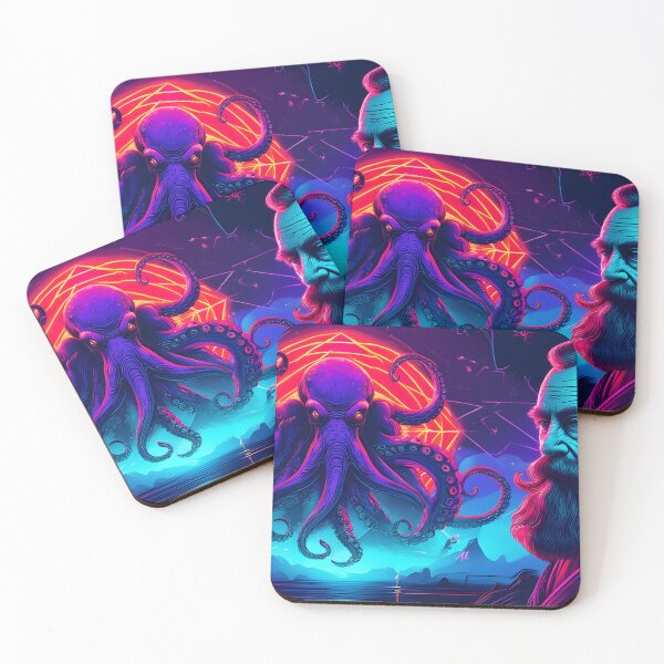 Item preview, Neon Cthulhu Portal T-Shirt – Cosmic Horror Design with Old Man Witnessing Eldritch Monster designed and sold by JonHale.