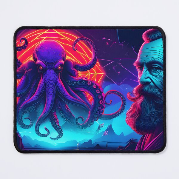 Item preview, Neon Cthulhu Portal T-Shirt – Cosmic Horror Design with Old Man Witnessing Eldritch Monster designed and sold by JonHale.