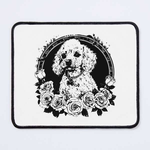Item preview, Poodle with Roses – Elegant Black and White Dog Portrait Art designed and sold by inkoutninja.