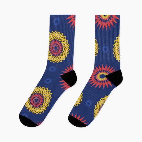 Item preview, Indigo & Vermilion Sunburst Ethnic Seamless Pattern designed and sold by Khwanchai.