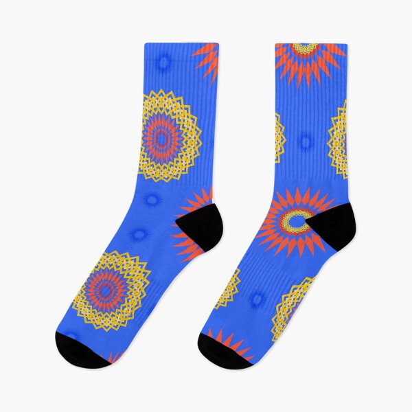 Item preview, Royal Blue & Vermilion Sunburst Ethnic Seamless Pattern designed and sold by Khwanchai.