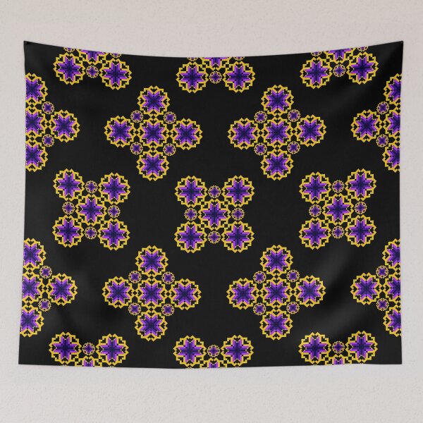 Item preview, Amethyst & Goldenrod Pixel Ethnic Seamless Pattern designed and sold by Khwanchai.