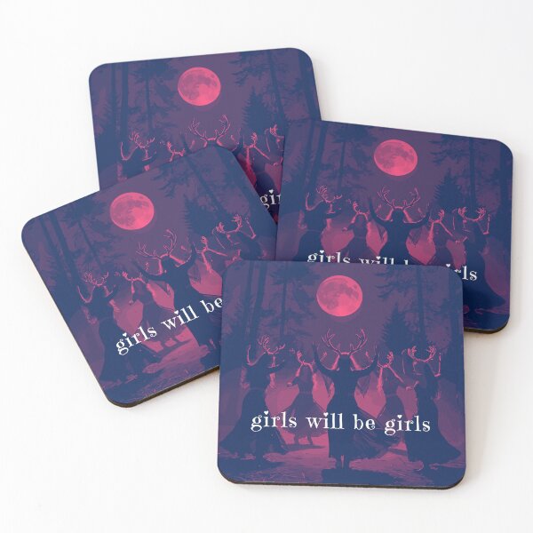 Item preview, Girls Will Be Girls - full moon witch circle ladies night in the woods red designed and sold by RabbitHoleThings.