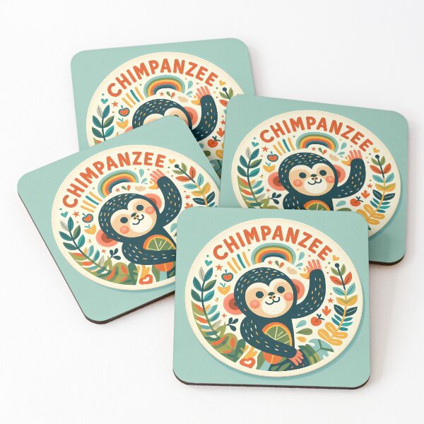 Item preview, Chimpanzee - Hope for Wildlife Scandinavian Folk Art by heidiannemorris © designed and sold by FOLK ART FUSION by heidiannemorris.