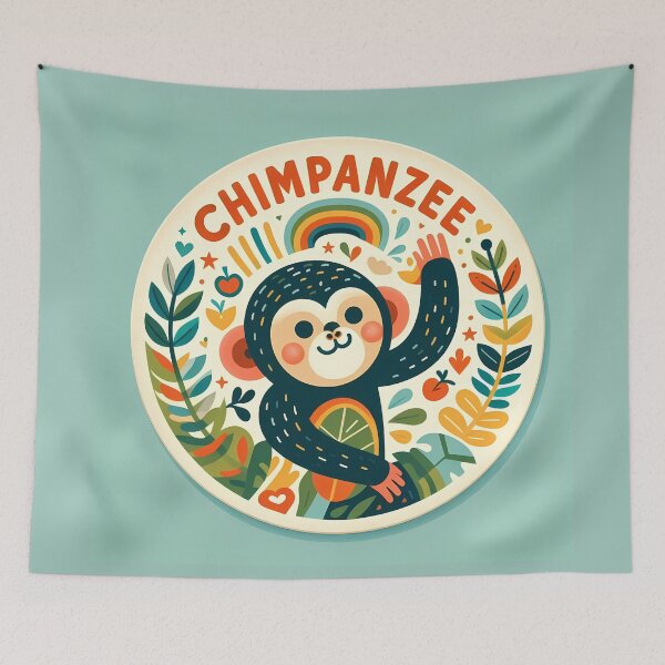 Item preview, Chimpanzee - Hope for Wildlife Scandinavian Folk Art by heidiannemorris © designed and sold by FOLK ART FUSION by heidiannemorris.