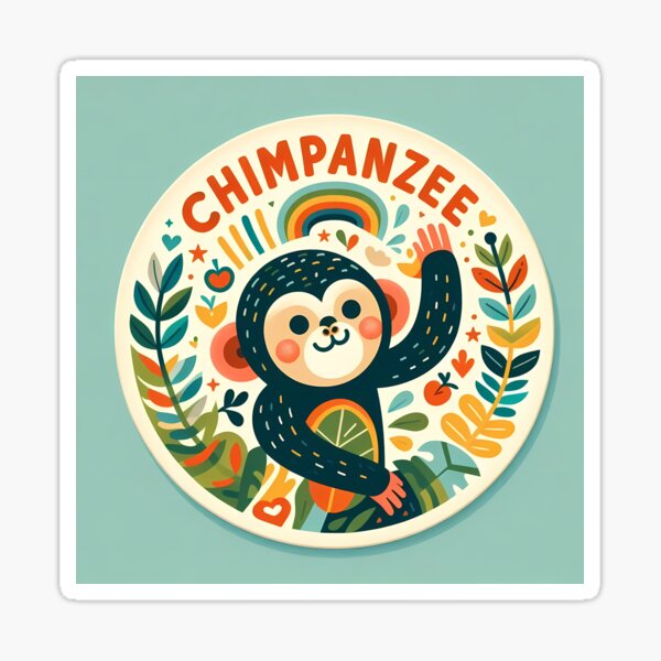 Item preview, Chimpanzee - Hope for Wildlife Scandinavian Folk Art by heidiannemorris © designed and sold by FOLK ART FUSION by heidiannemorris.