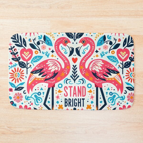 Item preview, Flamingo Stand Bright - Hope for Wildlife Scandinavian Folk Art by heidiannemorris © designed and sold by FOLK ART FUSION by heidiannemorris.