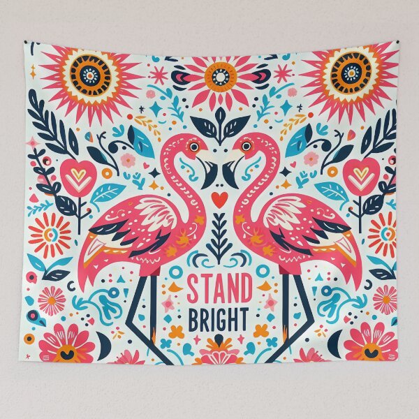 Item preview, Flamingo Stand Bright - Hope for Wildlife Scandinavian Folk Art by heidiannemorris © designed and sold by FOLK ART FUSION by heidiannemorris.