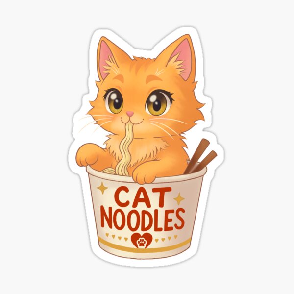 Vista previa del artículo con la obra «Gato con fideos en taza», diseñado y vendido por EmpressDestiny.