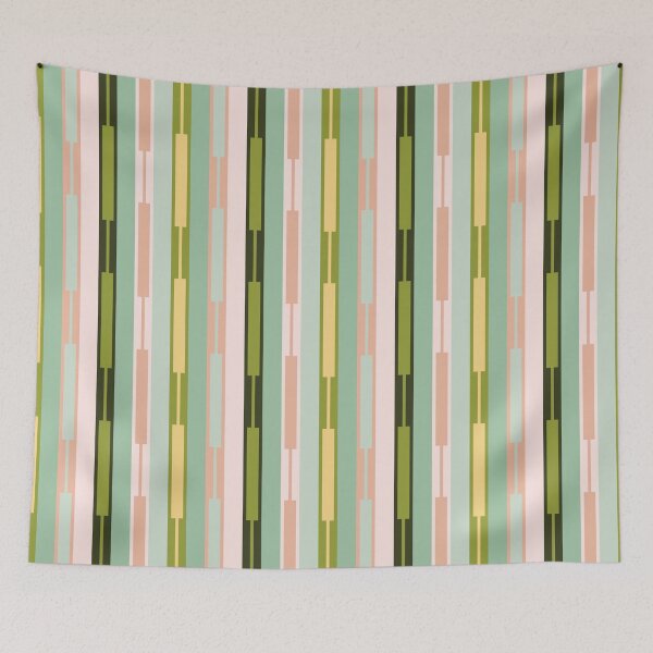 Item preview, Vertical Striped Geo Chain Geometric Pattern Green Pink Yellow designed and sold by kierkegaard.
