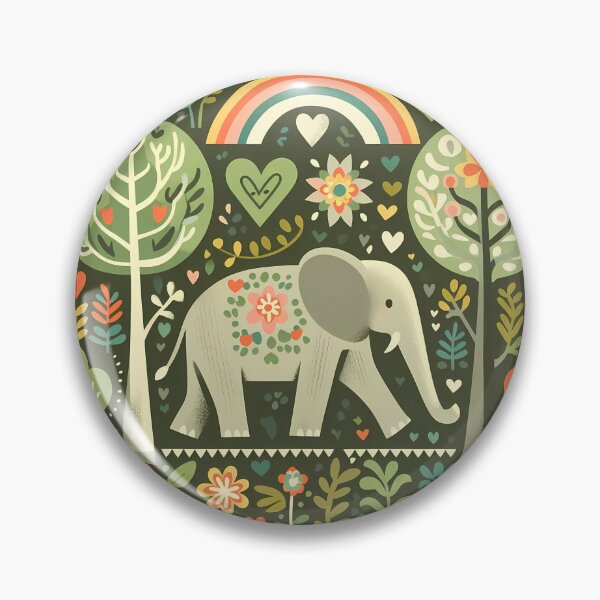 Item preview, Forest Elephant - Hope for Wildlife Scandinavian Folk Art by heidiannemorris © designed and sold by FOLK ART FUSION by heidiannemorris.