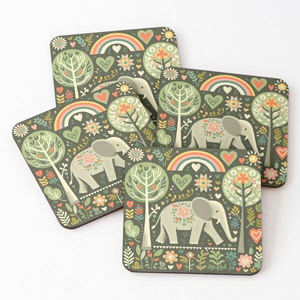 Item preview, Forest Elephant - Hope for Wildlife Scandinavian Folk Art by heidiannemorris © designed and sold by FOLK ART FUSION by heidiannemorris.