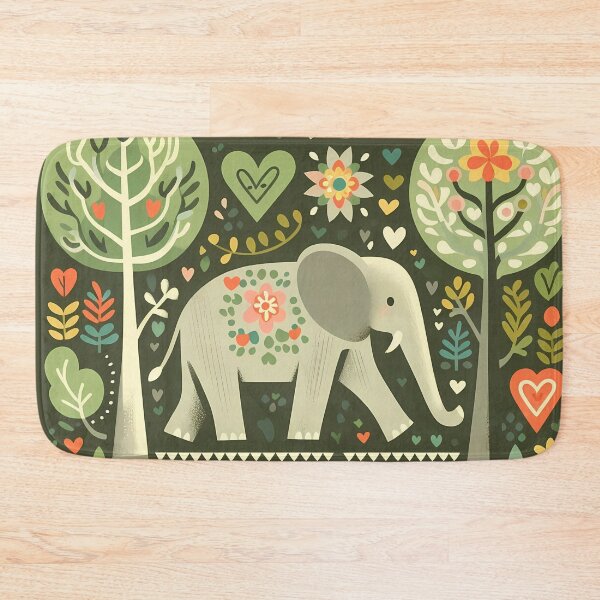 Item preview, Forest Elephant - Hope for Wildlife Scandinavian Folk Art by heidiannemorris © designed and sold by FOLK ART FUSION by heidiannemorris.
