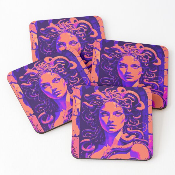 Item preview, Medusa - Wrongfully Punished Beauty Cursed With Snake Hair Red Blue Bold designed and sold by RabbitHoleThings.