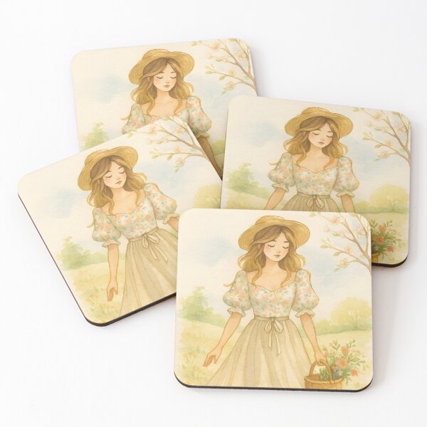 Item preview, Cottagecore Girl, Retro Nature Journal Kit, Flowers, Vintage, Leaves, Garden, Forest. designed and sold by Maussa Ivimas.