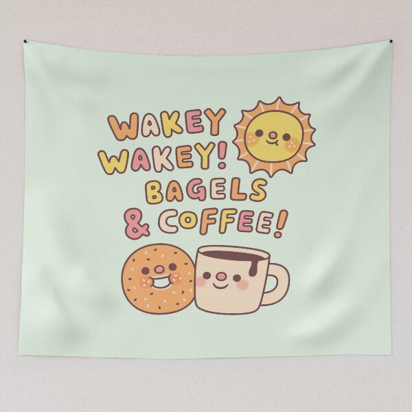 Item preview, Cute Wakey Wakey Bagels And Coffee And Sun designed and sold by rustydoodle.