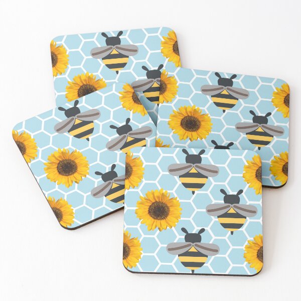 Item preview, Honeybees and Honeycomb with Sunflowers Pattern designed and sold by EmeraldeaArt.