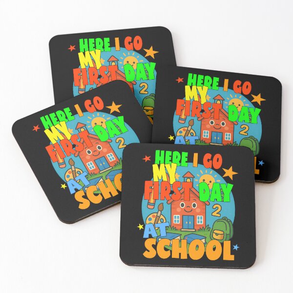 Item preview, HERE I GO MY FIRST DAY AT SCHOOL happy kids starting their school journey in this autumn designed and sold by Jt41.