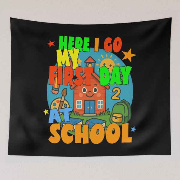 Item preview, HERE I GO MY FIRST DAY AT SCHOOL happy kids starting their school journey in this autumn designed and sold by Jt41.