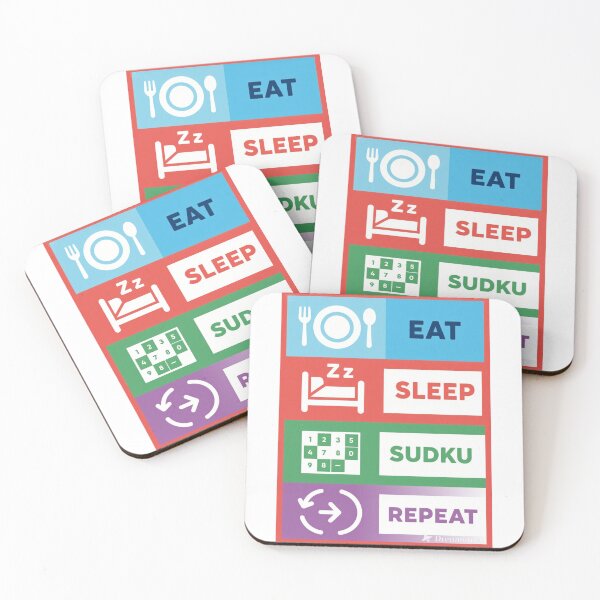 Item preview,  Brain Teaser- Eat Sleep Sudoku Repeat – Funny Brain Teaser Puzzle Design for Logic Lovers designed and sold by wellie-chic.