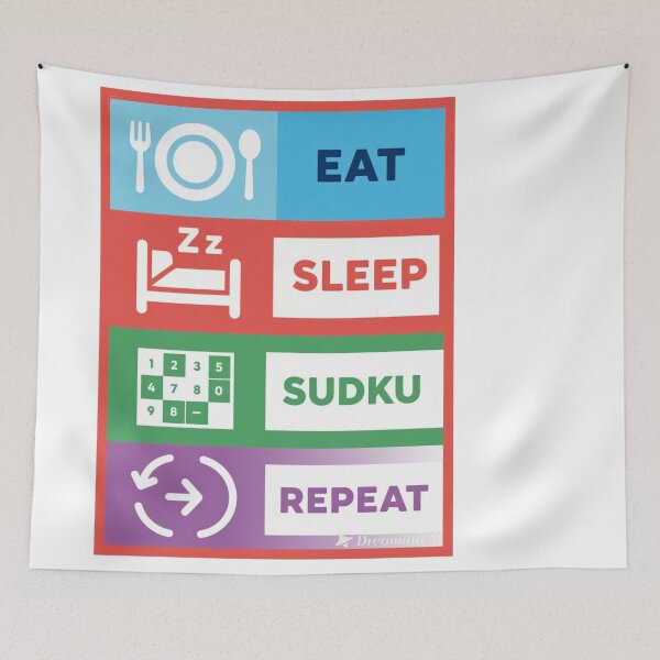 Item preview,  Brain Teaser- Eat Sleep Sudoku Repeat – Funny Brain Teaser Puzzle Design for Logic Lovers designed and sold by wellie-chic.