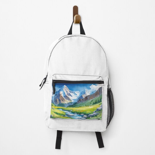 Item preview, Mountain illustration in Kyrgyzstan, watercolor landscape | wild nature | design for adventure lovers designed and sold by StormArte.