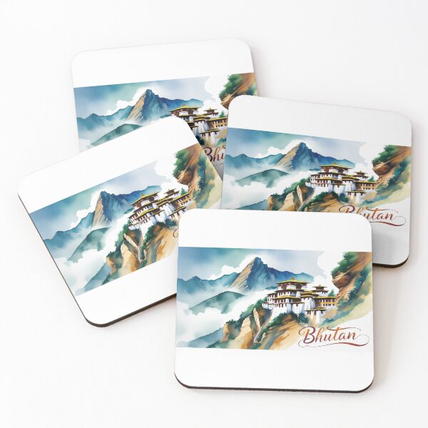 Item preview, Bhutan Monastery in Watercolor, Mystical Landscape | Spiritual Art | Design for Contemplative Souls designed and sold by StormArte.