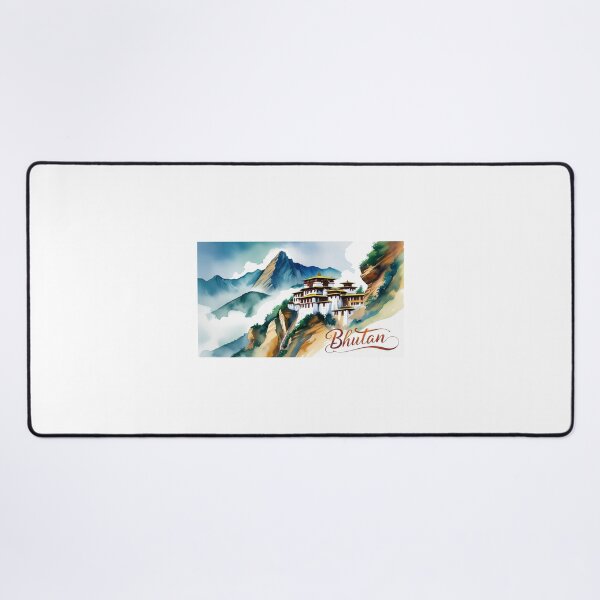 Item preview, Bhutan Monastery in Watercolor, Mystical Landscape | Spiritual Art | Design for Contemplative Souls designed and sold by StormArte.