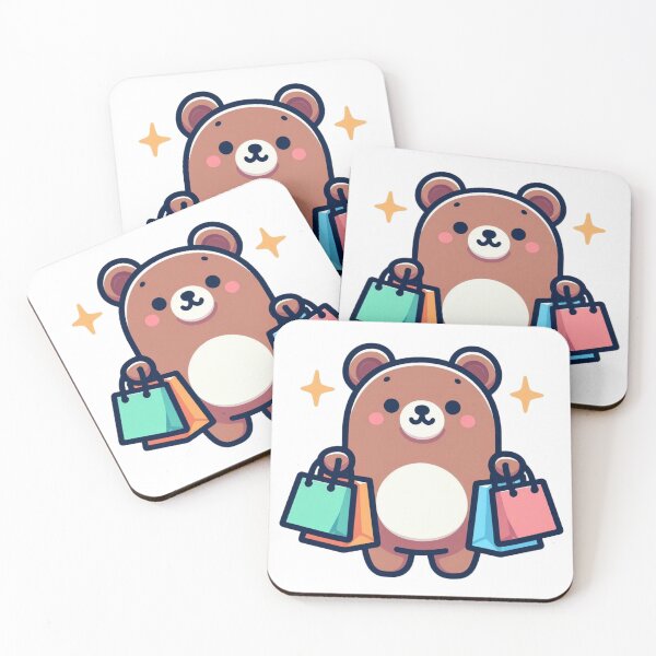 Item preview, Bear Holding Shopping Bags – Funny Cartoon Style designed and sold by Confuzz1ed.