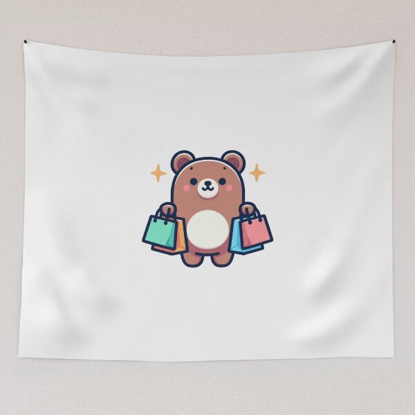 Item preview, Bear Holding Shopping Bags – Funny Cartoon Style designed and sold by Confuzz1ed.