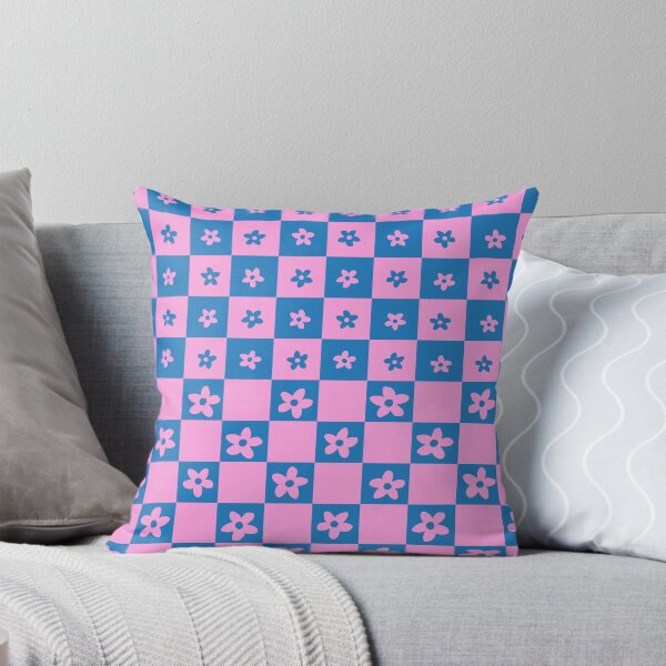 Item preview, Abstract Floral Checker Pattern 21 in Blue Pink designed and sold by nineFlorals.