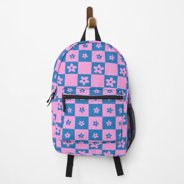 Item preview, Abstract Floral Checker Pattern 21 in Blue Pink designed and sold by nineFlorals.