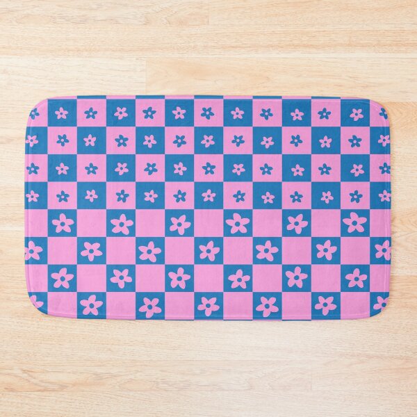 Item preview, Abstract Floral Checker Pattern 21 in Blue Pink designed and sold by nineFlorals.