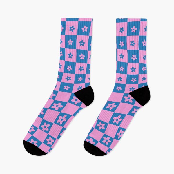 Item preview, Abstract Floral Checker Pattern 21 in Blue Pink designed and sold by nineFlorals.