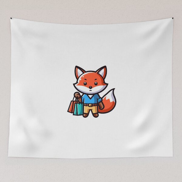Item preview, Fox Carrying Shopping Bags – Cute Cartoon Animal Art designed and sold by Confuzz1ed.