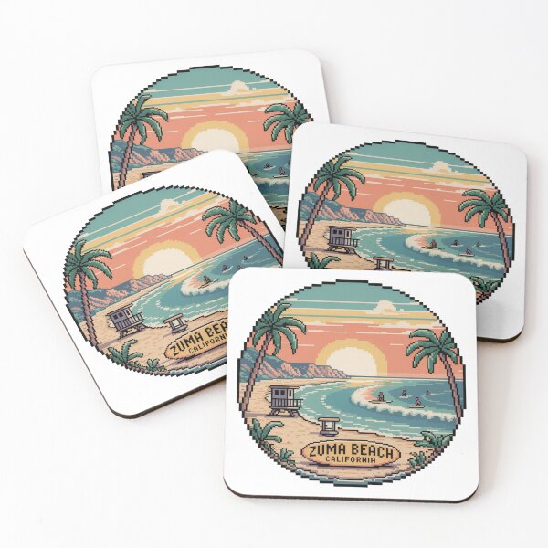 Aperçu de l'œuvre Coucher de soleil pixelisé à Zuma Beach, Californie créée et vendue par CircinusStore.