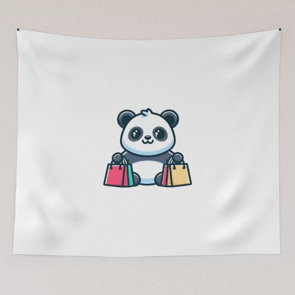 Item preview, Cartoon Panda with Shopping Bags – Adorable Retail Buddy designed and sold by Confuzz1ed.
