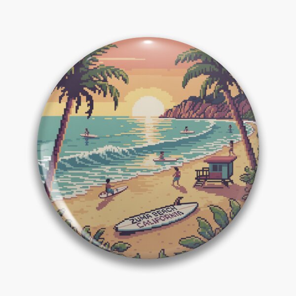 Item preview, Zuma Beach California Pixel Surf Scene Design designed and sold by CircinusStore.