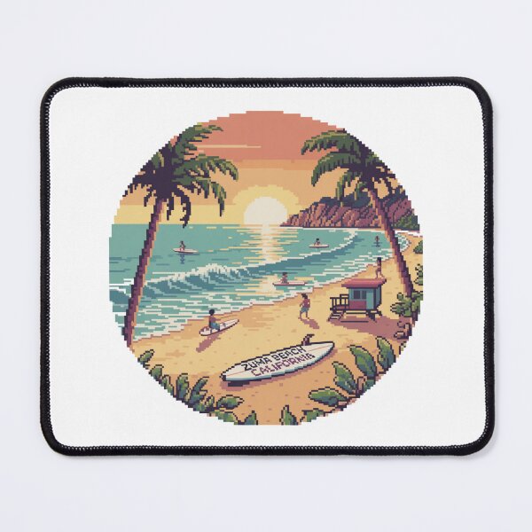 Item preview, Zuma Beach California Pixel Surf Scene Design designed and sold by CircinusStore.