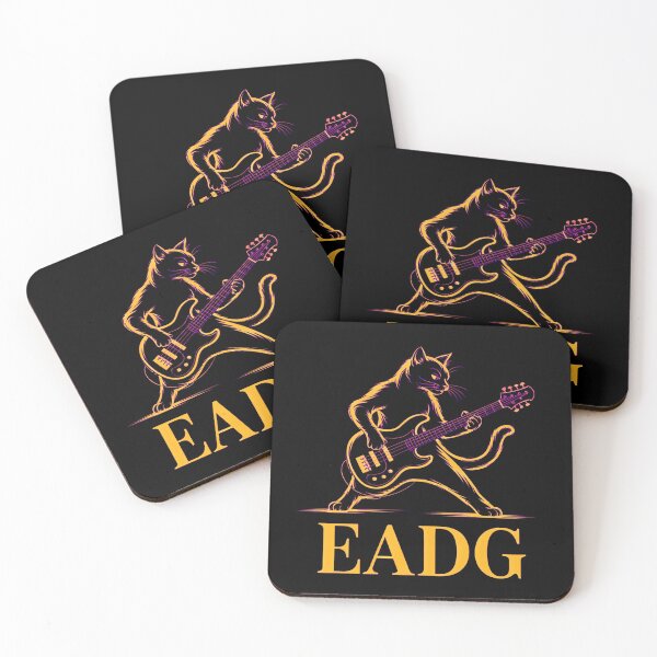 Item preview, EADG Cat Bassist Playing Guitar designed and sold by MadCatPrints.