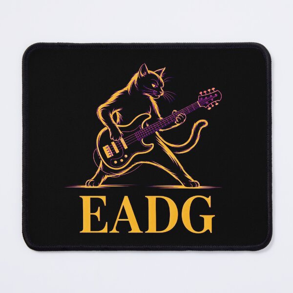 Item preview, EADG Cat Bassist Playing Guitar designed and sold by MadCatPrints.