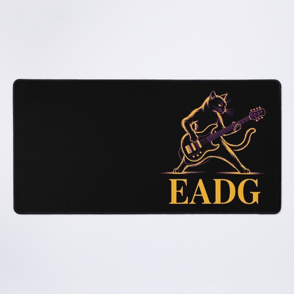 Item preview, EADG Cat Bassist Playing Guitar designed and sold by MadCatPrints.