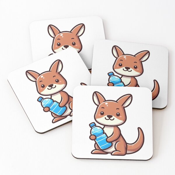 Item preview, Kangaroo with Water Bottle in Pouch – Soft Cartoon Hydration designed and sold by Confuzz1ed.