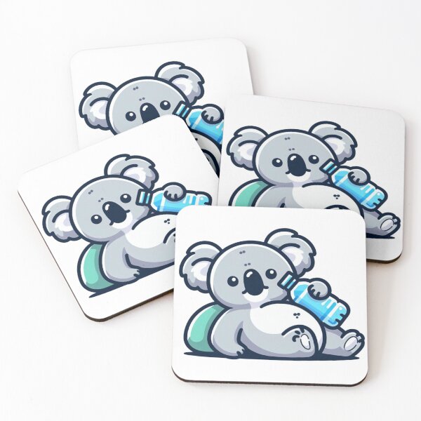 Item preview, Lazy Koala with Water Bottle – Relaxed Cartoon Wall Art designed and sold by Confuzz1ed.
