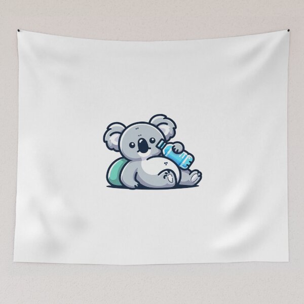 Item preview, Lazy Koala with Water Bottle – Relaxed Cartoon Wall Art designed and sold by Confuzz1ed.