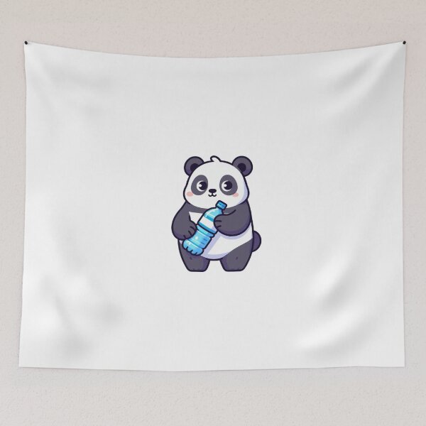 Item preview, Curious Panda with Water Bottle – Cute Hydration Moment designed and sold by Confuzz1ed.