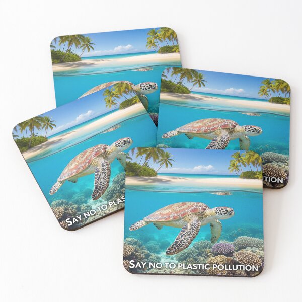 Item preview, No Plastic in the Ocean Sea Turtle Design designed and sold by ART-POD-PL.